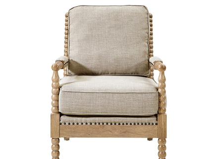 Arm Chair With Open Back Spindle Design, Padded Armrests