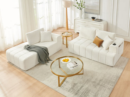 L - Shaped Sectional Sofa With Cup Holders & Side Pockets