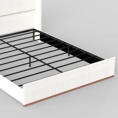 Upholstered Bed Frame With Luxury Wingback Headboard