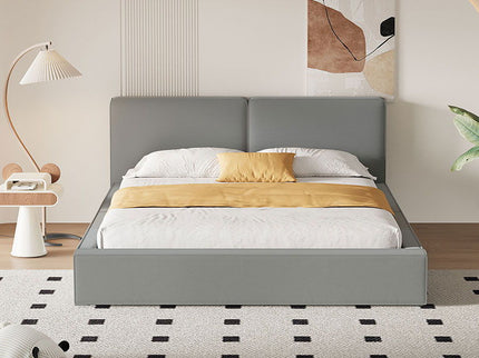 Upholstered Platform Bed, Grounded Bed With Solid Frame