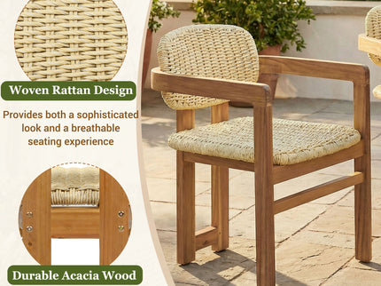 Outdoor Accent Armchairs For Patio (Set of 2) - Natural / Teak