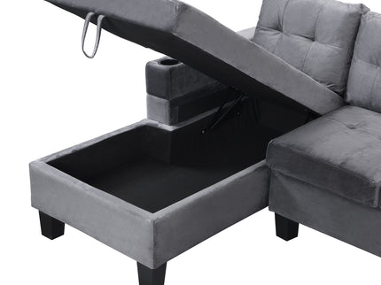 Modern Sectional Sofa Set With L Shape Chaise Lounge And Storage