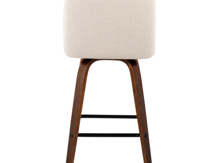 Toriano - Mid Century Modern Fixed Height Counter Stool & Square Footrest (Set of 2)