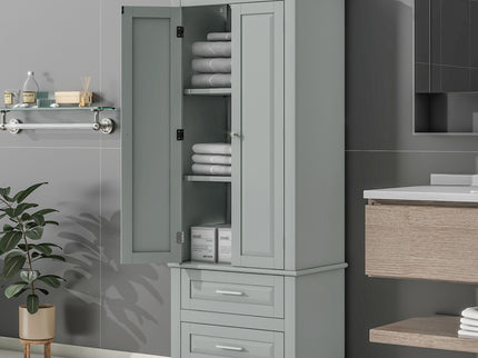 Tall Storage Cabinet With 2 Drawers For Bathroom