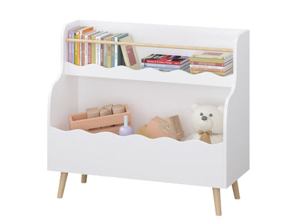 Kids Bookcase, Children Book Organizer Toy Storage Cabinet - White
