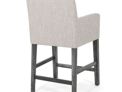 Charmed Upholstered Counter Stool With H Frame Base And Round Arms