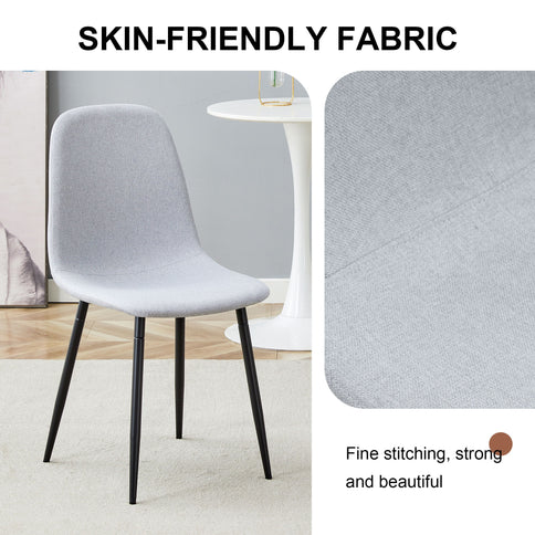 Modern Medieval Style Cushioned Side Chairs Set With Metal Legs For Kitchens