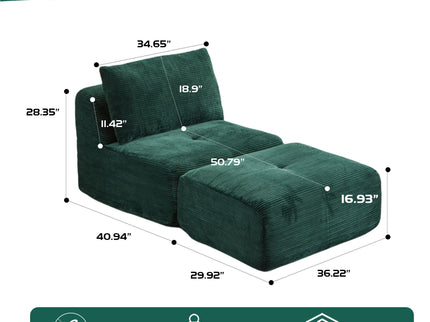 Single Chaise Longue With Movable Ottoman For Living Room