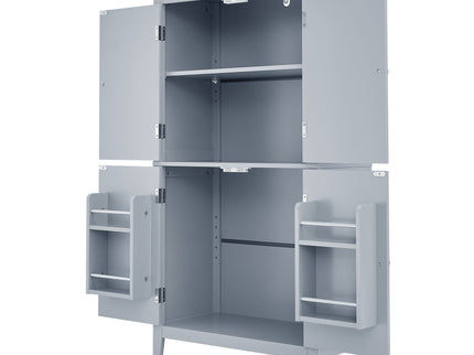 Elegant Bathroom Floor Storage Cabinet With 4 Doors, Adjustable Shelves
