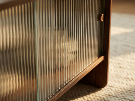 Rectangular Coffee Table With Sliding Door Storage Center