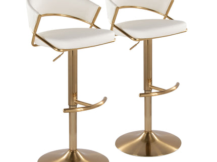 Jie - Contemporary Adjustable Barstool With Swivel With Rounded T Footrest (Set of 2)