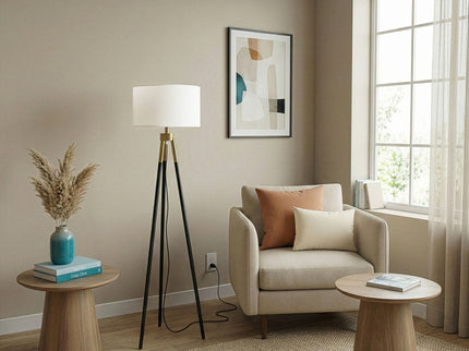 Sway - Floor Lamp With On / Off Switch Triple Legs Shade - Black / Gold / White