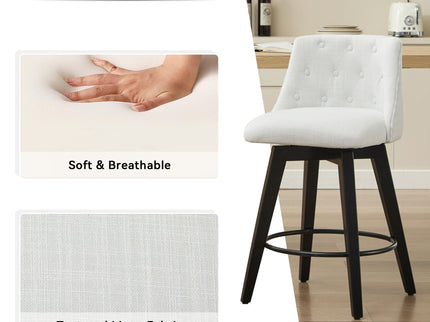 Swivel Bar Stools & Button Tufted Back (Set of 2)