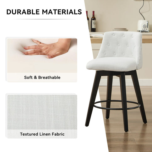 Swivel Bar Stools & Button Tufted Back (Set of 2)