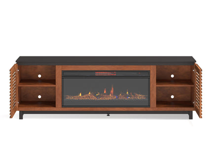 Fireplace TV Stand Console For TVs Up To 100" - Black / Bourbon