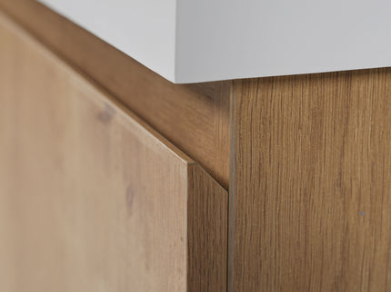 Double Sink Bathroom Vanity, Cabinet & Soft Close Doors, Divided Drawers, Wall Mounted Storage - Wood