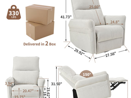 270° Power Swivel Rocker Glider Recliner Chair With USB Ports