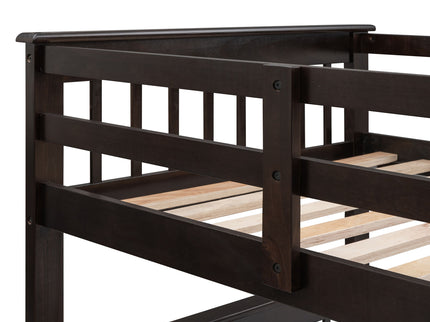 Stairway Bunk Bed With Storage And Guard Rail For Bedroom