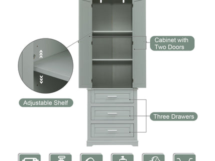 Tall Storage Cabinet With 3 Drawers For Bathroom