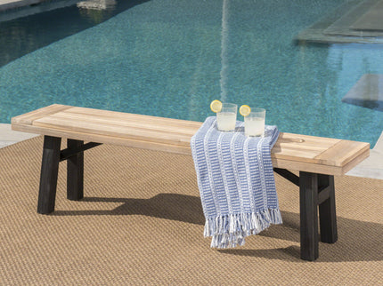 Outdoor Bench With Slat Panel Design And Acacia Wood Frame