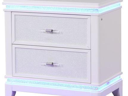 Opium - 2 Drawer Nightstand With LED Lights - White