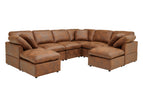 Light Brown / 3 Pc. L-Shaped Sectional, 2 Ottomans