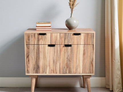 Stylish Style 2 Drawer 2 Door Cabinet, Mango Wood - Natural