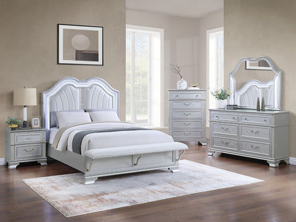 Elegant Bed With Built In Footboard Bench, USB
