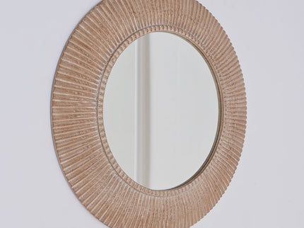 Handcarved Decorative Hanging Wall Mirror - Antique Brown / White