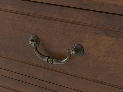Fluted Nightstand With 2 Drawers, Bedside Table - Walnut