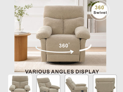 Swivel Rocker Recliner Chair With Manual Recline For Living Room