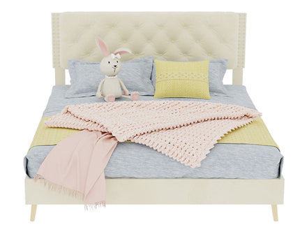 Upholstered Bed With Tufted Headboard