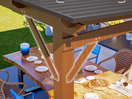 13 X 10 Ft Gazebo With Roof, Spacious Outdoor Patio Shade Structure For Backyard & Garden - Brown