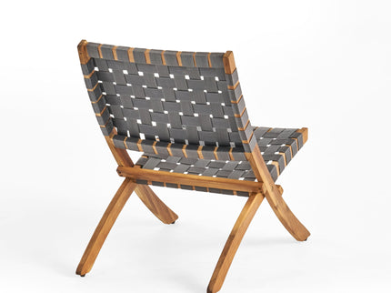 Solidago - Outdoor And Strapping Belt Folding Chairs, (Set of 2) - Black / Brown