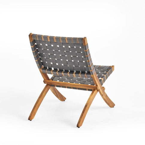 Solidago - Outdoor And Strapping Belt Folding Chairs, (Set of 2) - Black / Brown