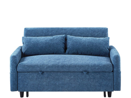 Pull Out Sleep Sofa Bed Loveseats Sofa Couch With Adjsutable Backrest, Storage Pockets, 2 Soft Pillows, USB Ports For Living Room, Bedroom, Apartment, Office