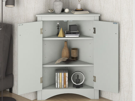 Triangle Bathroom Storage Cabinet With Adjustable Shelves, Freestanding Floor Cabinet For Home Kitchen