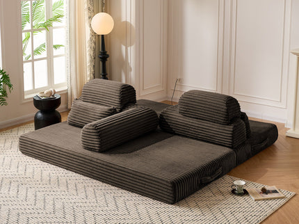 Convertible Sleeper Sofa With & Side Storage Pocket, Foldable Upholstered Couch For Living Room