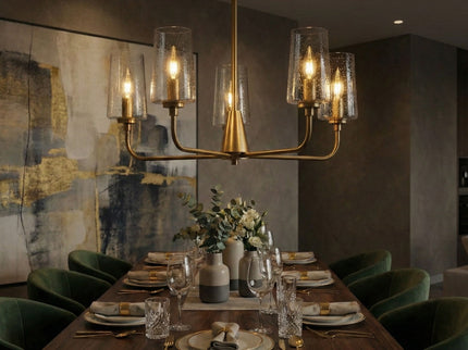 Dazzle - 5 Lights Chandelier With Clear Seeded Satin - Antique Brass / Clear / Gold