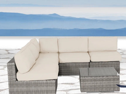 Seating Set With Cushions Handcrafted Wicker Design