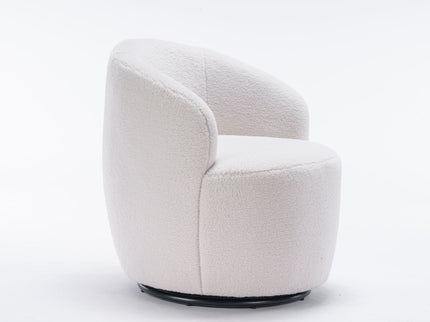 Teddy Fabric Swivel Accent Armchair Barrel Chair With Powder Coating Metal Ring