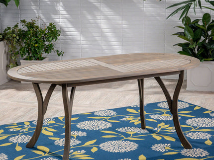 Outdoor Table With Smooth Lines, Slat Top