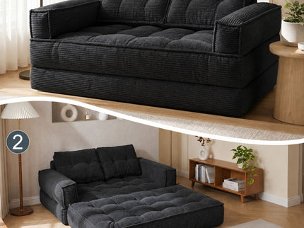 2 Seater Modular Corduroy Sofa With Chaise Lounge For Living Room