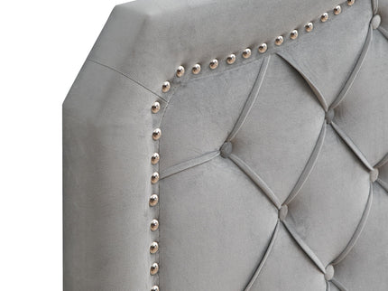 Queen Platform Upholstered Bed Button Tufted With Curve Design, Strong Wood Slat Support - Gray