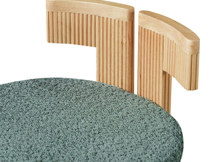 5 Piece Indoor Dining Set With Fluted Table Upholstered Chairs - Green / Natural