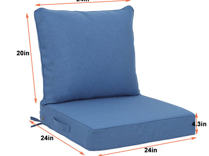 Outdoor Deep Seat Cushion Set Waterproof Fade Resistant Patio Furniture Cushions, Removable Covers, Adjustable Straps & Handles - Navy Blue