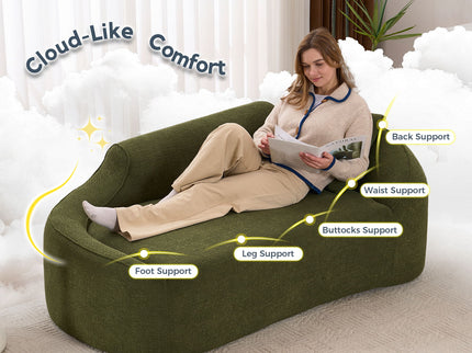 Compression Curved Chaise Longue Chair Indoor Loveseat Sofa Bed With Deep Seat And Pillow - Green