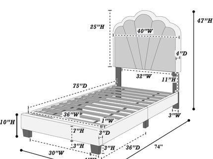 Bed With Floral Design Headboard And Built In LED Lighting