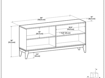 Harper - 4 Shelf Low Bookcase - Walnut Brown