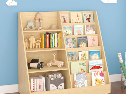 Bookshelf And Toy Storage Organizer, 4 Tier Bookcase With Display Stand For Playroom
